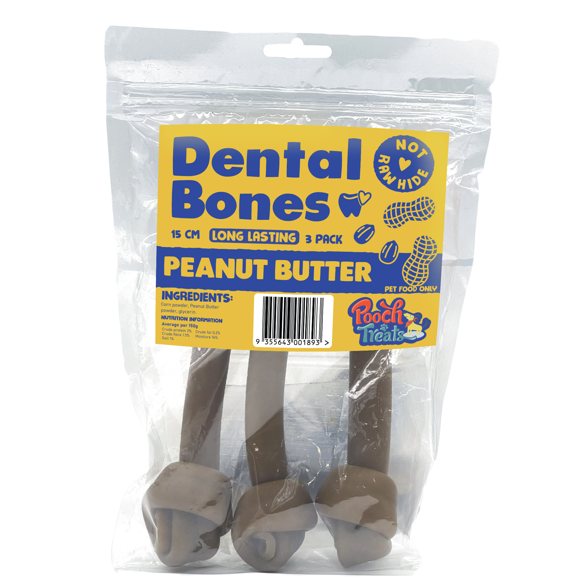 Non Rawhide Dental Bones - Peanut Butter